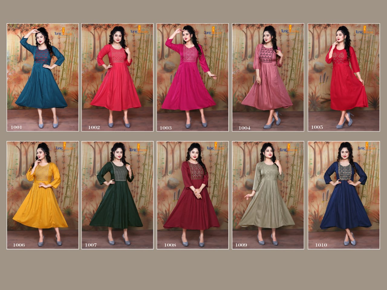 Tunic House Nek Nx Designer Ethnic Wear Embroidery Rayon Kurtis Collection
